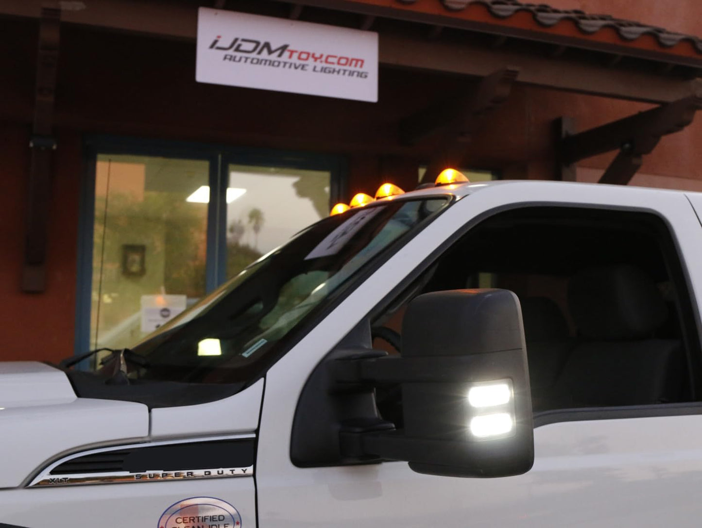 iJDMTOY Clear Lens Switchback LED Side Mirror Marker Lamps Compatible With 2008-16 Ford F250 F350 F450 Super Duty, (2) Clear Lens, White LED Parking Light, Amber LED Turn Signal Light