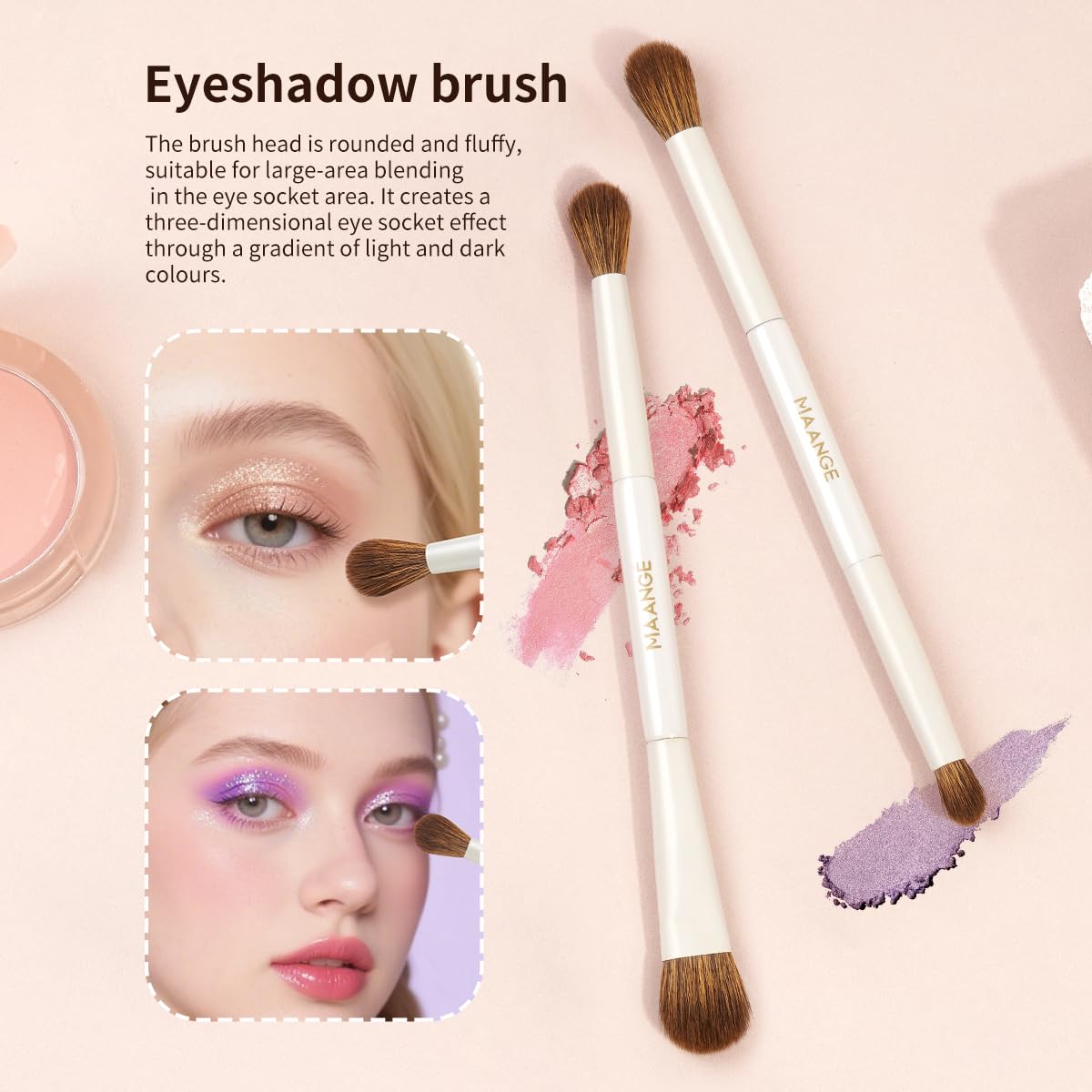 MAANGE Makeup Brush Set 14-In-7 Double Ended Essential Foundation Makeup Brushes for Powder Concealers Eye Shadows Blush Make Up Brushes with Travel Makeup Case