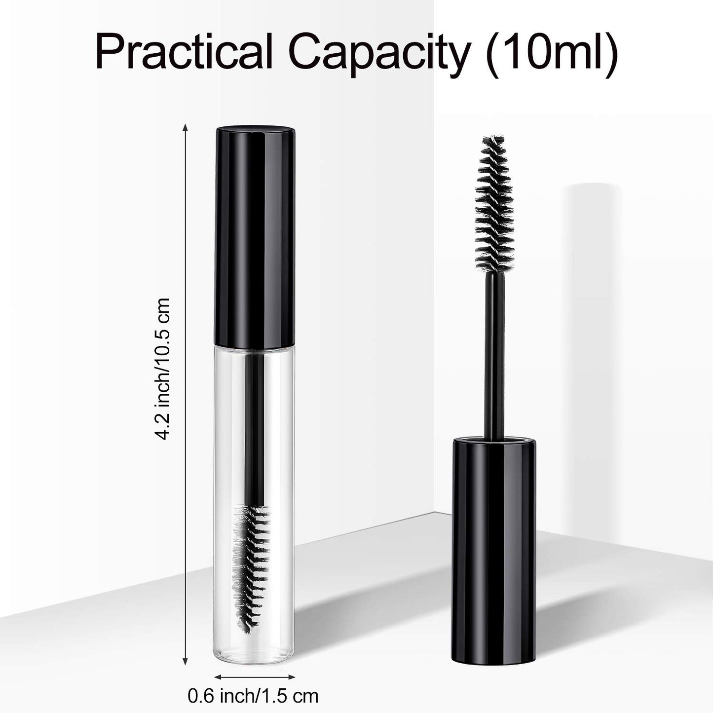 Maitys 40 Pieces 10 ml Empty Mascara Tubes Eyelash Wand Refillable Clear Bottles Eyelash Cream Container Bottle with 4 Pieces Transparent Funnels Transferring Castor Oil for DIY Cosmetics (Black)
