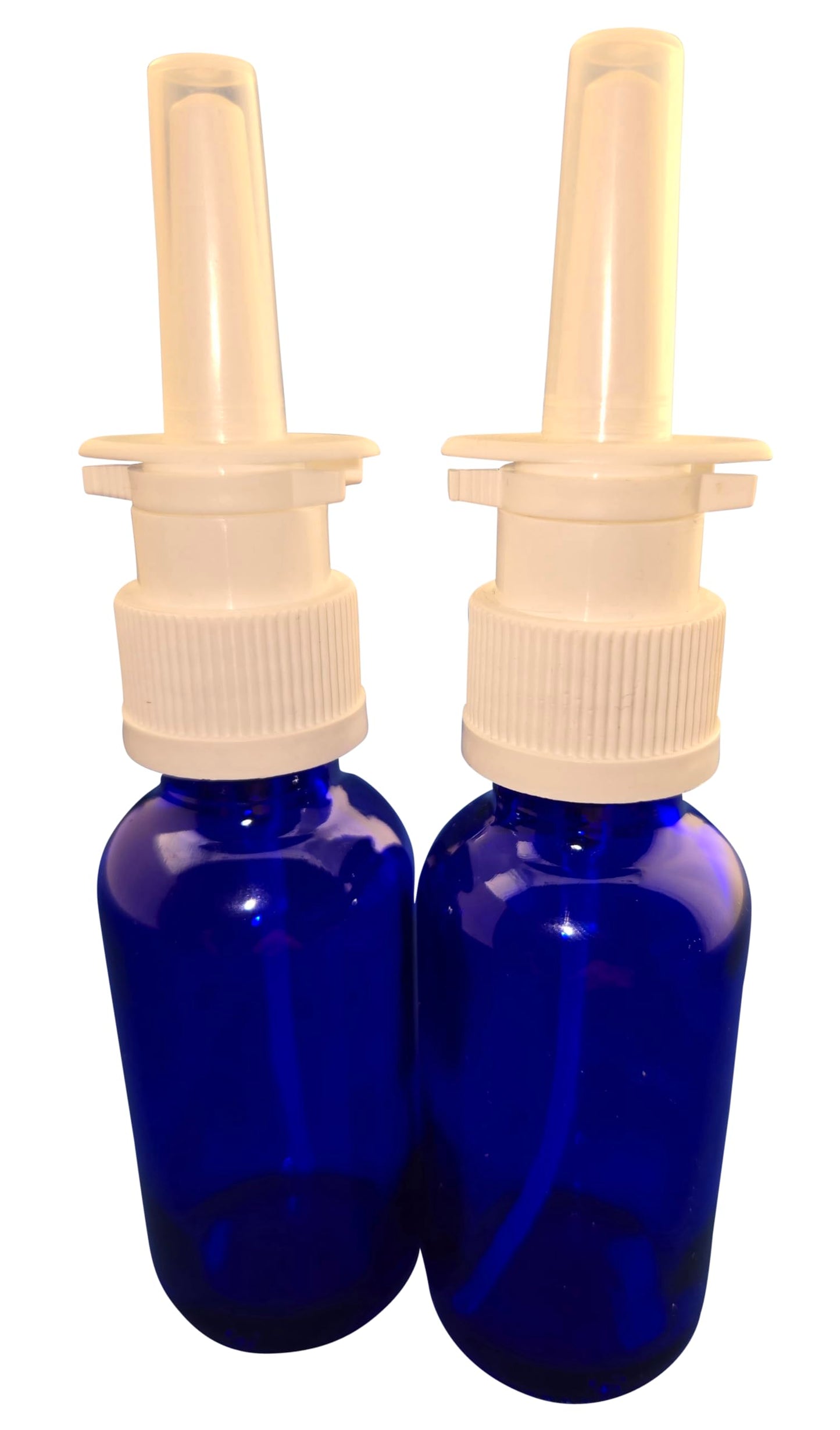 Snoot! Blue Glass Nasal Spray Bottle 30ml (1oz) with Fine Mist Sprayer - Empty & Refillable 2 Pack