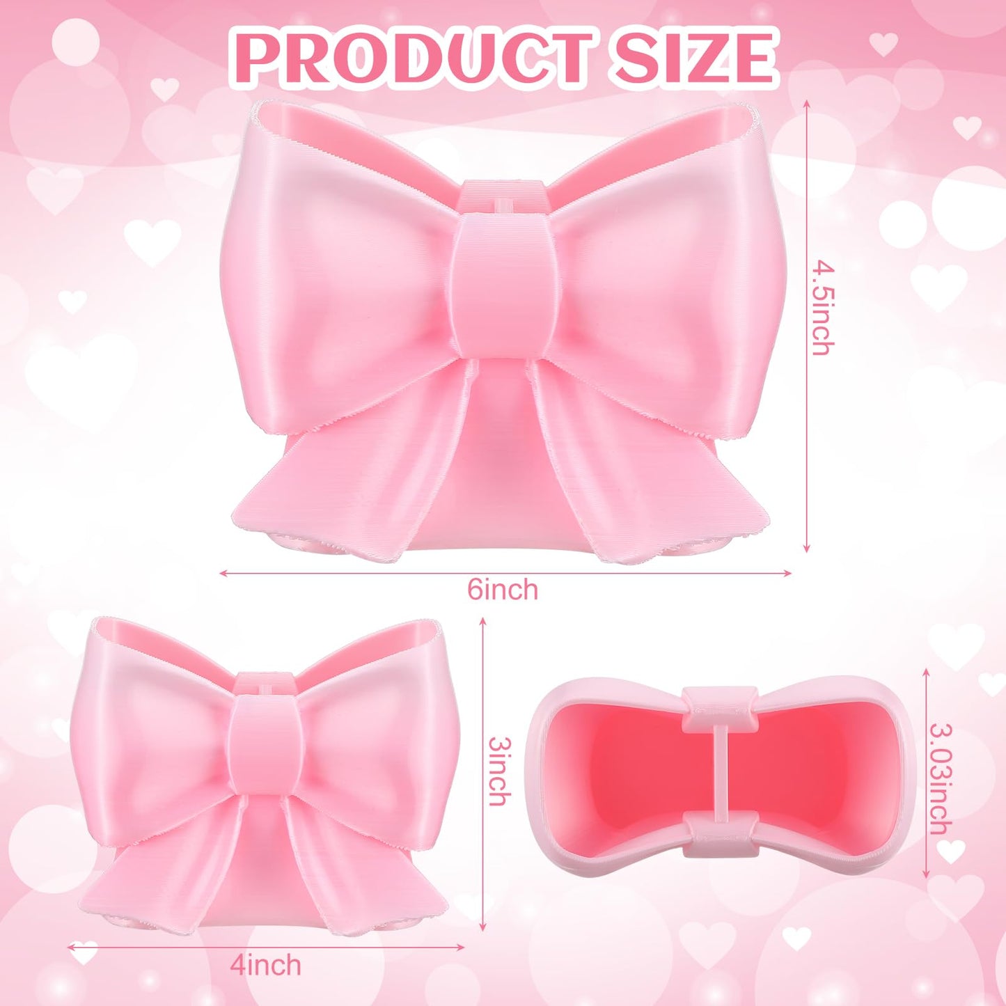 Hushee 2 Pcs Coquette Pink Bow Makeup Holder Cute Bow Toothbrush Holder Preppy desk accessories Set for School Office Desk Bedroom Gift for Girls