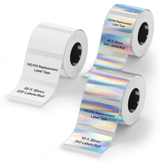 NIIMBOT M2/M3 3 Rolls Thermal Transfer Labels 1.57''×0.79'', 345 Tapes/Roll, for M2/M3 Label Maker, Long Storage Time, for Small Businesses, Cosmetics, Vitamins Labeling, Hologram