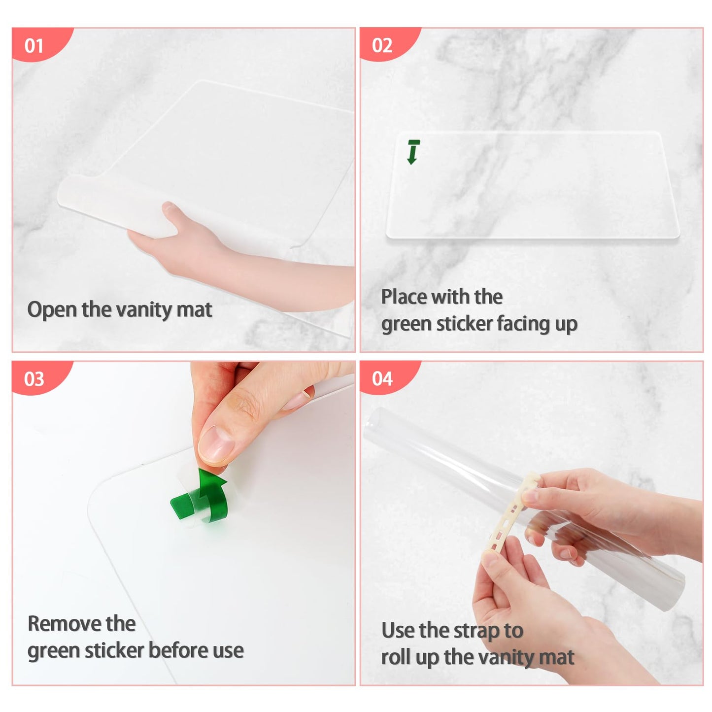 Silicone Makeup Mat for Vanity, 31.5" x 15.7" Heat Resistant Clear Desk Mat, Easy to Clean Water Vanity Protector Mat, Portable Makeup Accessories for Use While Traveling