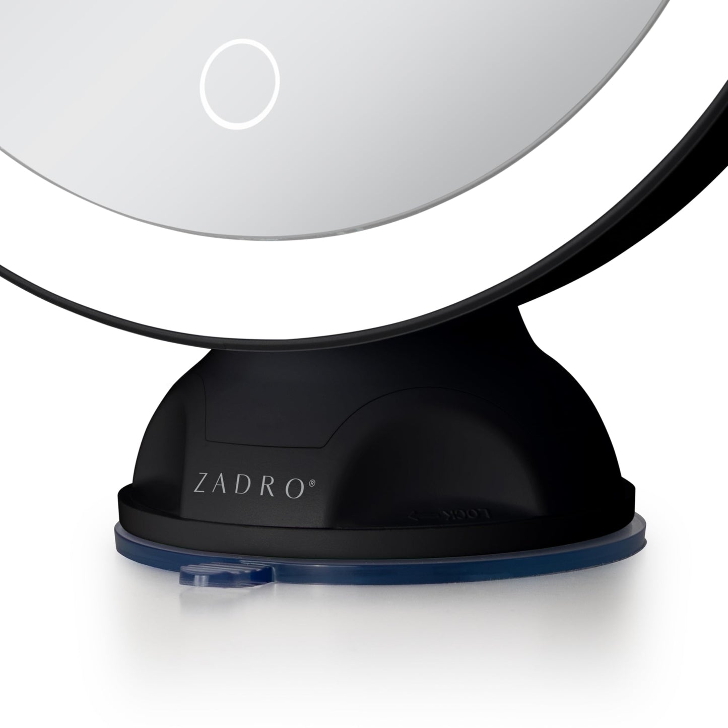 Zadro Zado 8.25-Inch x 6.9-Inch Round LED Lighted Wall Mounted Suction Cup Makeup Mirror with 10X Magnification and Touch Controls (Black)