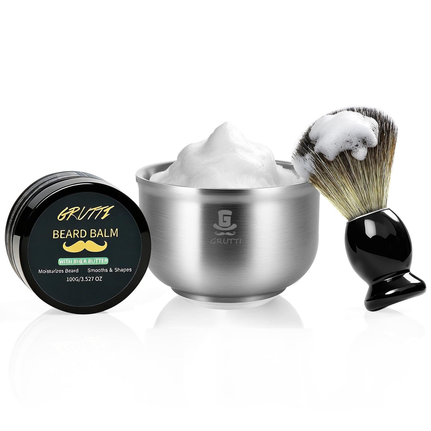 Shaving Brushes Kit for Men, Include Shave Balm, Brush & Bowl, Fashion Shaving Kit - Christmas Birthday Anniversary Valentine's Father's Day 3-Piece Gift Kit for Dad Men Friend Husband Boyfriend