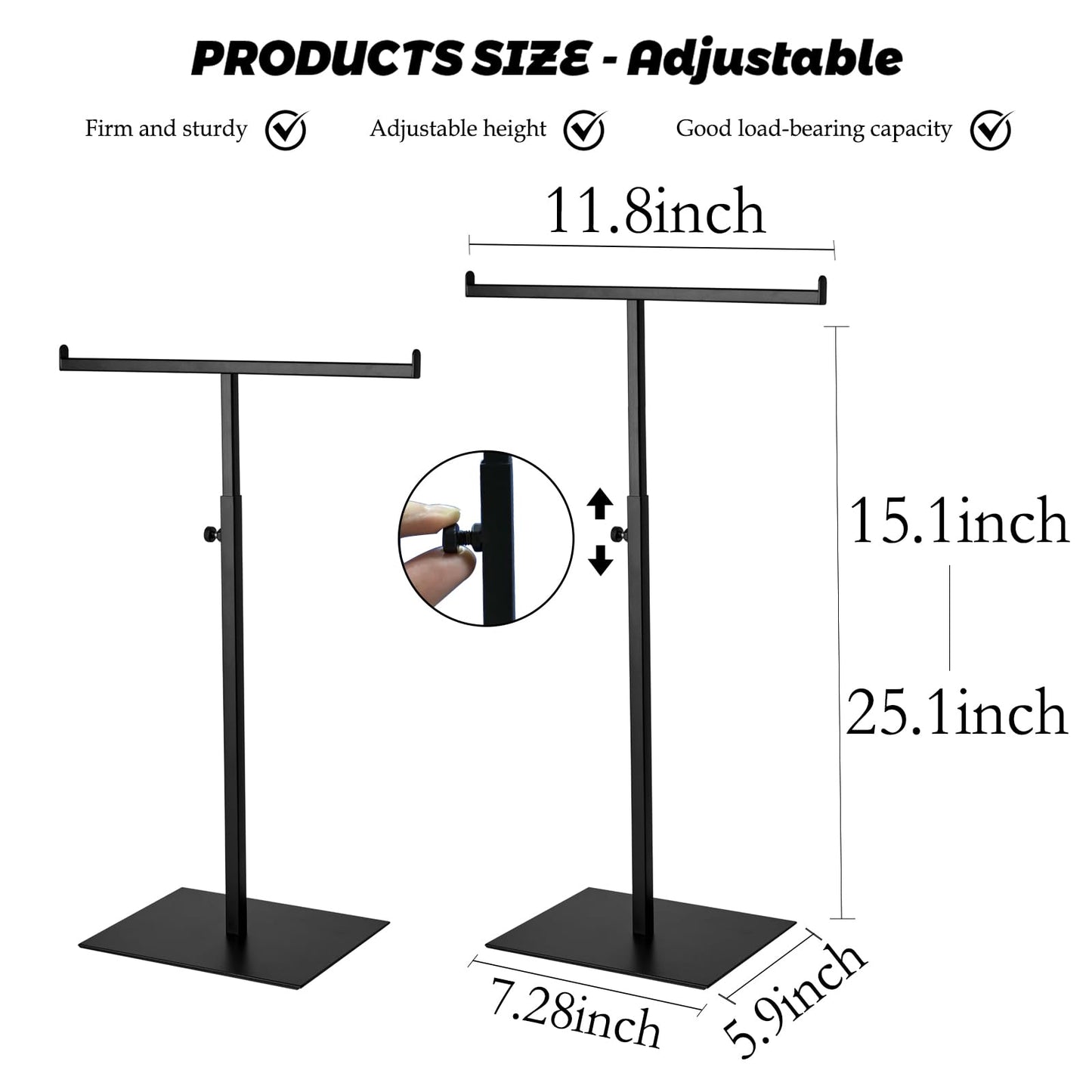 CHANJEYION Purse Display Stand Jewelry Tower Stainless Steel Handbag Stand Jewelry Stands Tabletop for Necklaces Organizer Stand Adjustable Height Home Store Boutique, Black