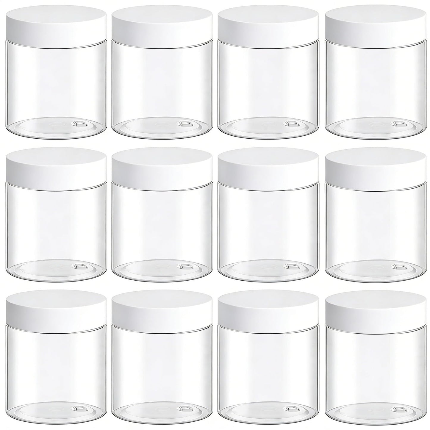 48 Pack 4 Oz Plastic Jars with White Lids, 4oz Small Plastic Containers with Lids for Cosmetic Makeup Beauty Products, Slime, Sample, Travel, BPA Free | Wide Mouth | Refillable