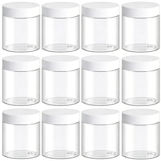 48 Pack 4 Oz Plastic Jars with White Lids, 4oz Small Plastic Containers with Lids for Cosmetic Makeup Beauty Products, Slime, Sample, Travel, BPA Free | Wide Mouth | Refillable