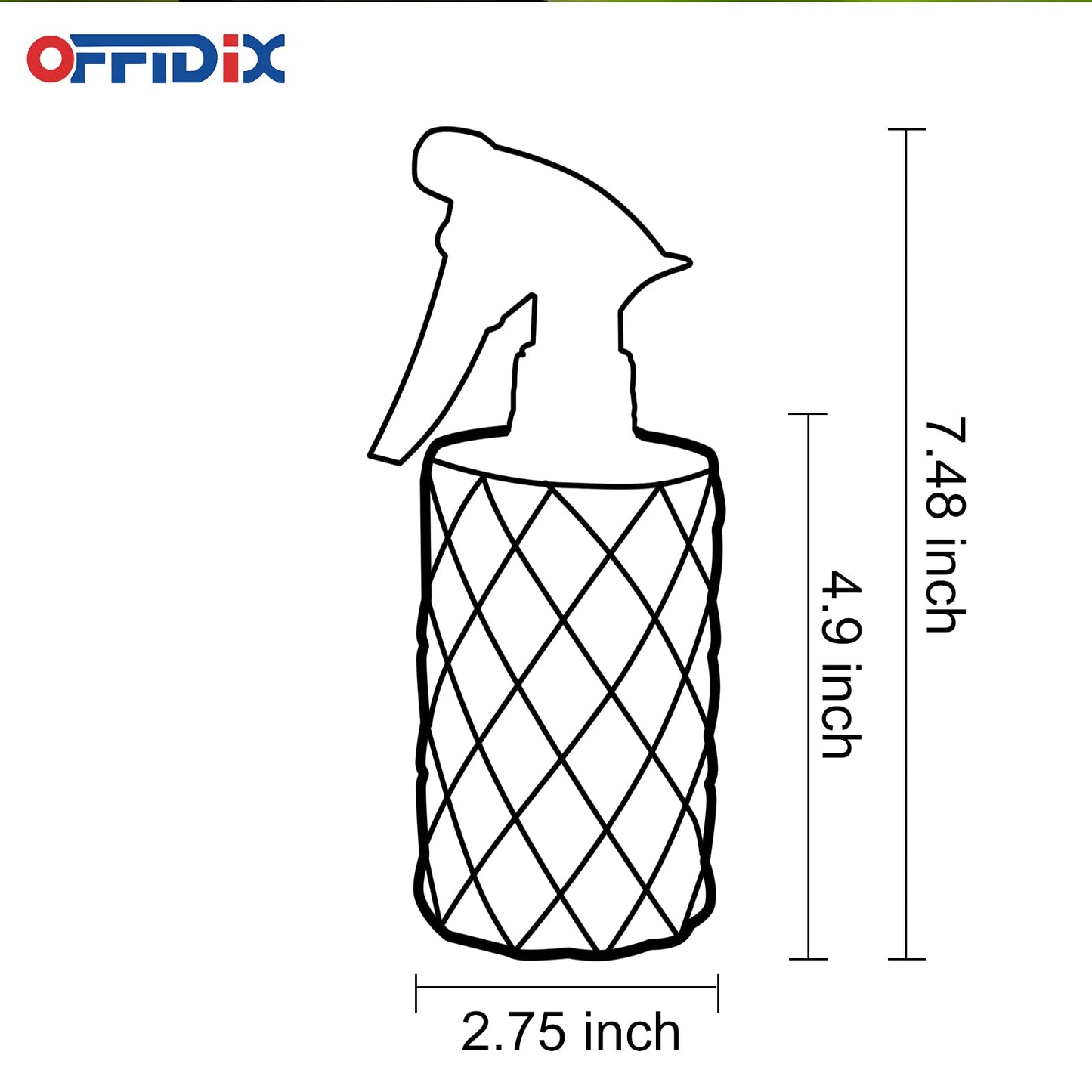 OFFIDIX Glass Spray Bottle with Adjustable Nozzle Fine Mist and Spray for Home Use,Cleaning Solutions (Rhombus White),2 Pack Plant Mister Sprayers Watering Nozzles Replacement