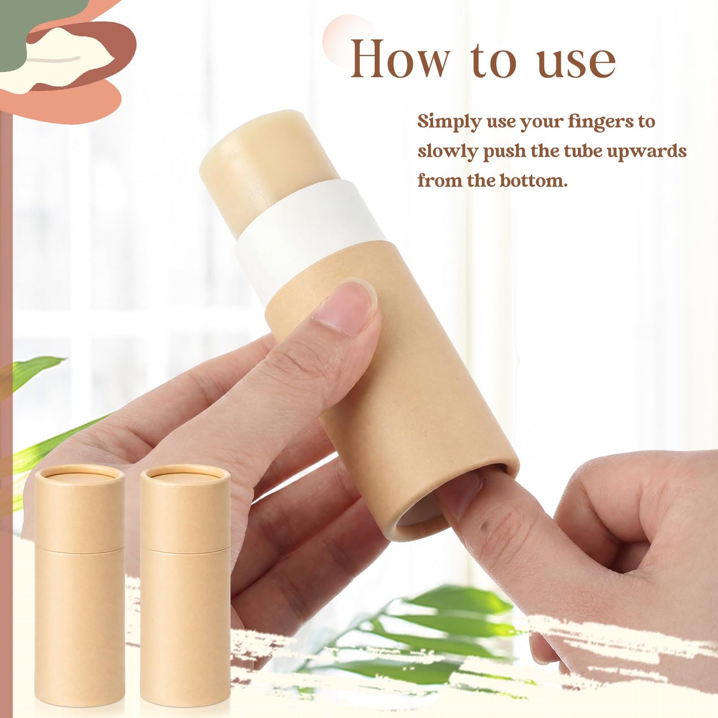 Teenyyou 20 Pcs 2oz Empty Paperboard Deodorant Containers Kraft Cardboard Deodorant Tubes Push-up Lip Balm Tubes Solid Perfume Container Lotion Sticks Jars for DIY Homemade Cosmetic Samples,Brown