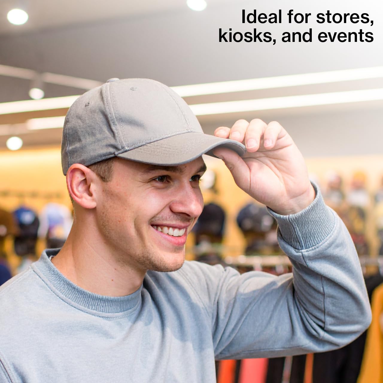 SSWBasics Black Floor Standing Ball Cap Rack and Hat Display Rack - Retail Hat Organizer Stand - 78" H x 10" W x 15½”D - Holds Up to 72 Caps Vertically