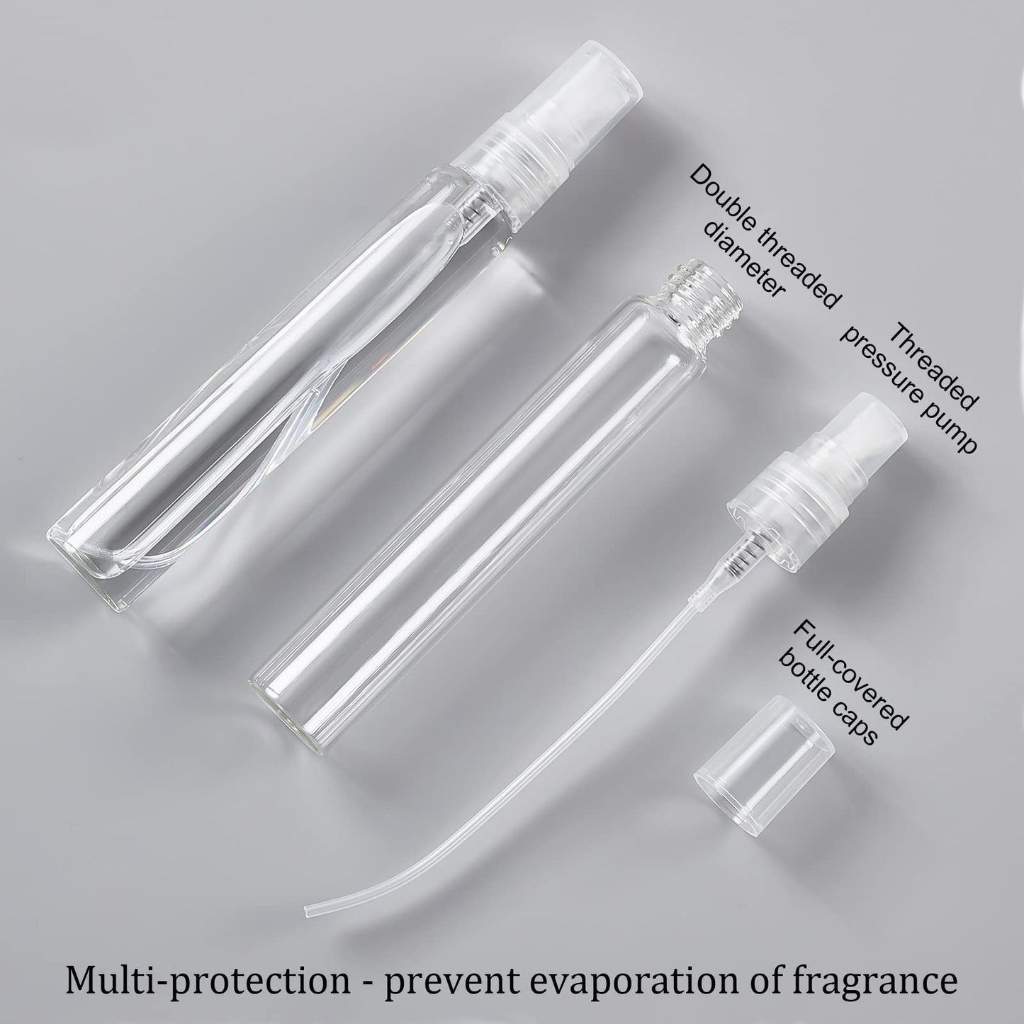 BENECREAT 20 Pack 15ml(0.51oz) Clear Glass Perfume Bottle Refillable Portable Fine Mist Spray Bottles with Funnel and Dropper for Essential Oils, Perfume and Cosmetics Liquid