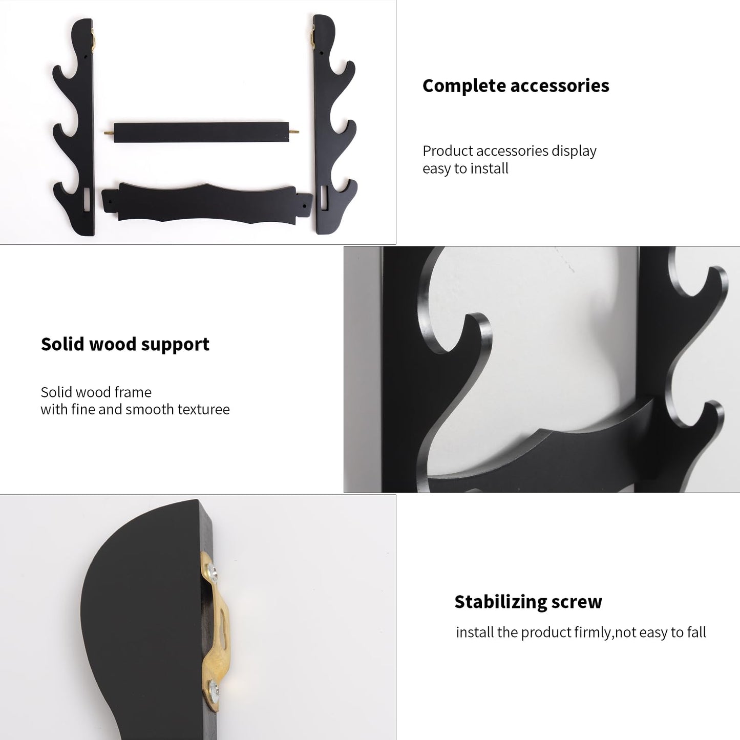 BYTOTU Katana Wall Holder-Sword display wall mount-Wood 3 set -Load capacity of 50 pounds -Sword display wall mount (Swords Not Included)