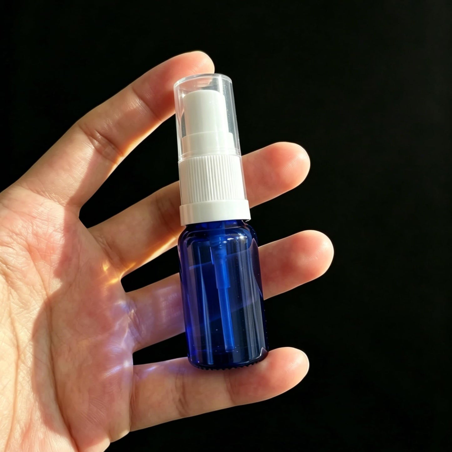 Jagolain 10ml 12 Pack Blue Glass Pump Bottle, 1/3oz Travel Refillable Cream Lotion Essentail Oil Bottles,Empty Small Cosmetic Dispenser Shampoo Containers (10ml blue 12pcs)