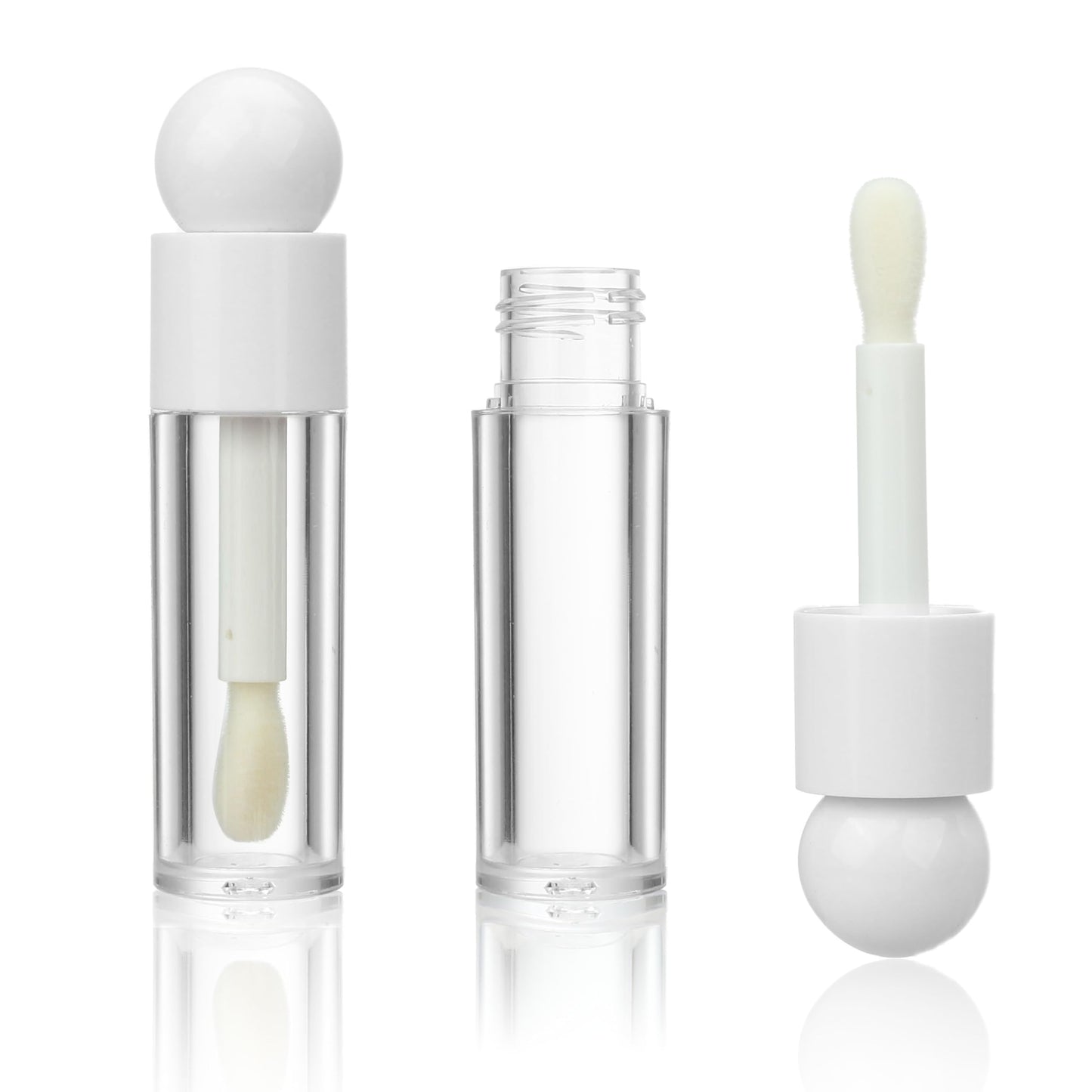 COSIDEA 16pcs 6ml 0.2oz Round White empty lip gloss tubes with large wand for DIY Ball shape lipgloss containers