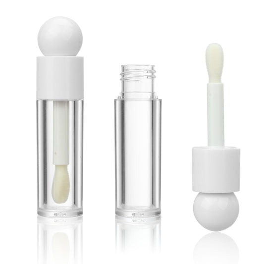 COSIDEA 16pcs 6ml 0.2oz Round White empty lip gloss tubes with large wand for DIY Ball shape lipgloss containers