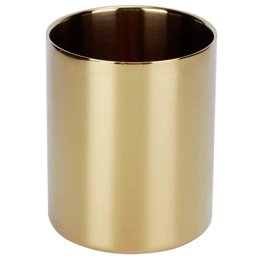 Beufee Pencil Holder, Pen Holder Makeup Brush Holder Gold Pen Pencil Holder Pencil Cup Holder Desk Organizer Table Vases Flower Pot Stainless Steel Makeup Brush Holder For Office Home Gold