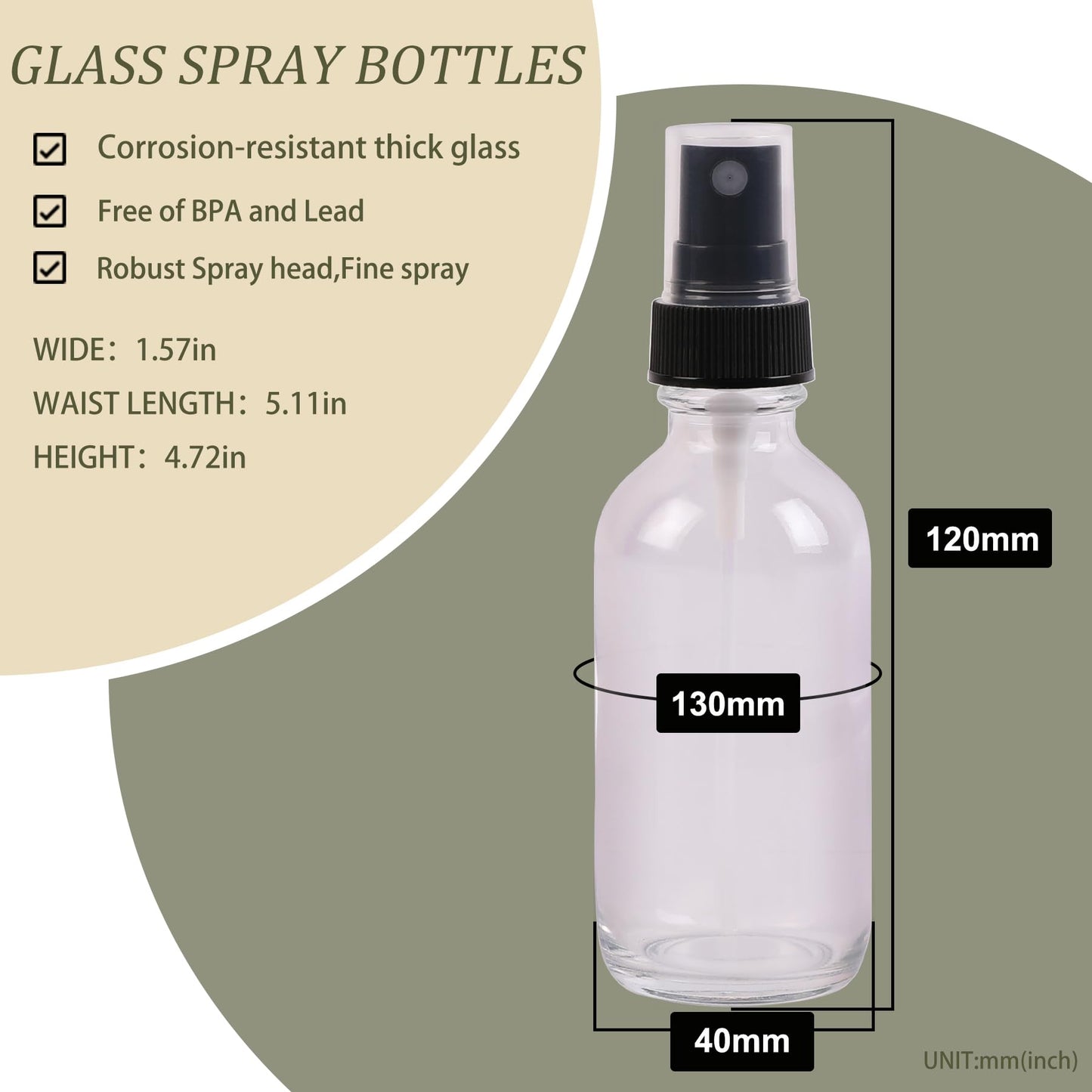NOOEEISS Clear Glass Small Spray Bottles 2 oz 24 Packs,Fine Mist Sprayer Pretty Finish,Refillable Containers mini spray bottles for Cleaning Solutions and Skin Care (Clear 24Pack)