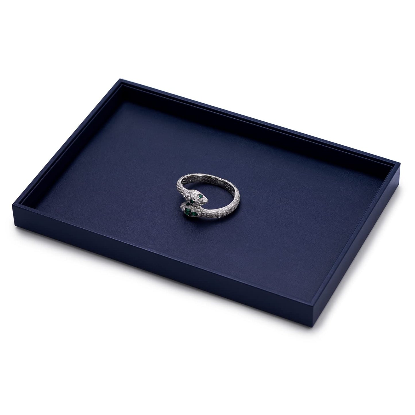 Oirlv Elegant Blue Jewelry Display Tray Stackable Jewelry Trays Jewelry Drawer Organizer Rings Earrings Necklace Storage