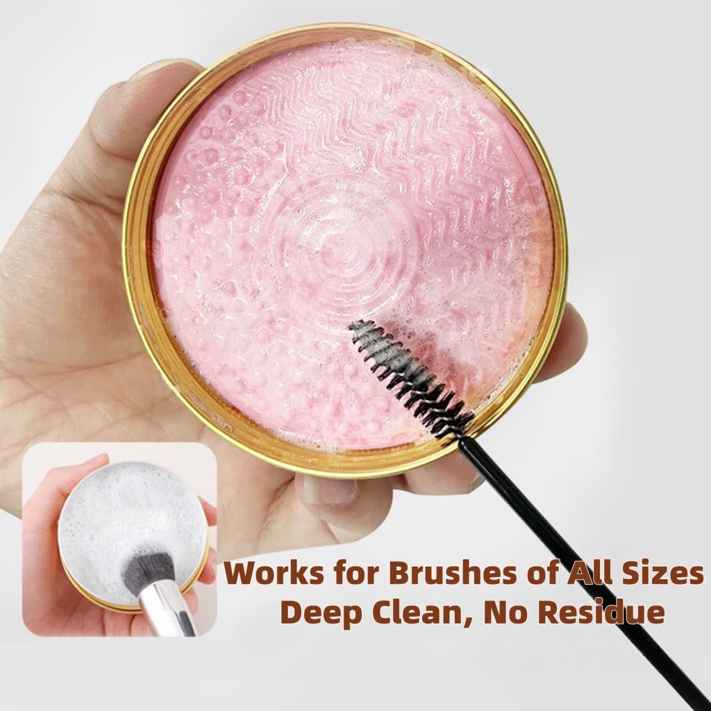 Litthap Coconut Oil Vegan Makeup Brush Cleaner Soap with 3-Zone Silicone Mat | Cruelty-Free Solid Cleanser for Blenders & Puffs