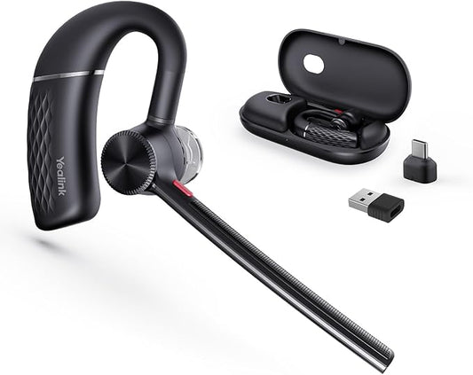Yealink BH71 Pro Bluetooth Headset with USB-C/A Dongle, Teams Certified, Wireless Earpiece for Cell Phone,PC,Laptop,Noise Cancelling Microphone, Adjustable Ear Hook