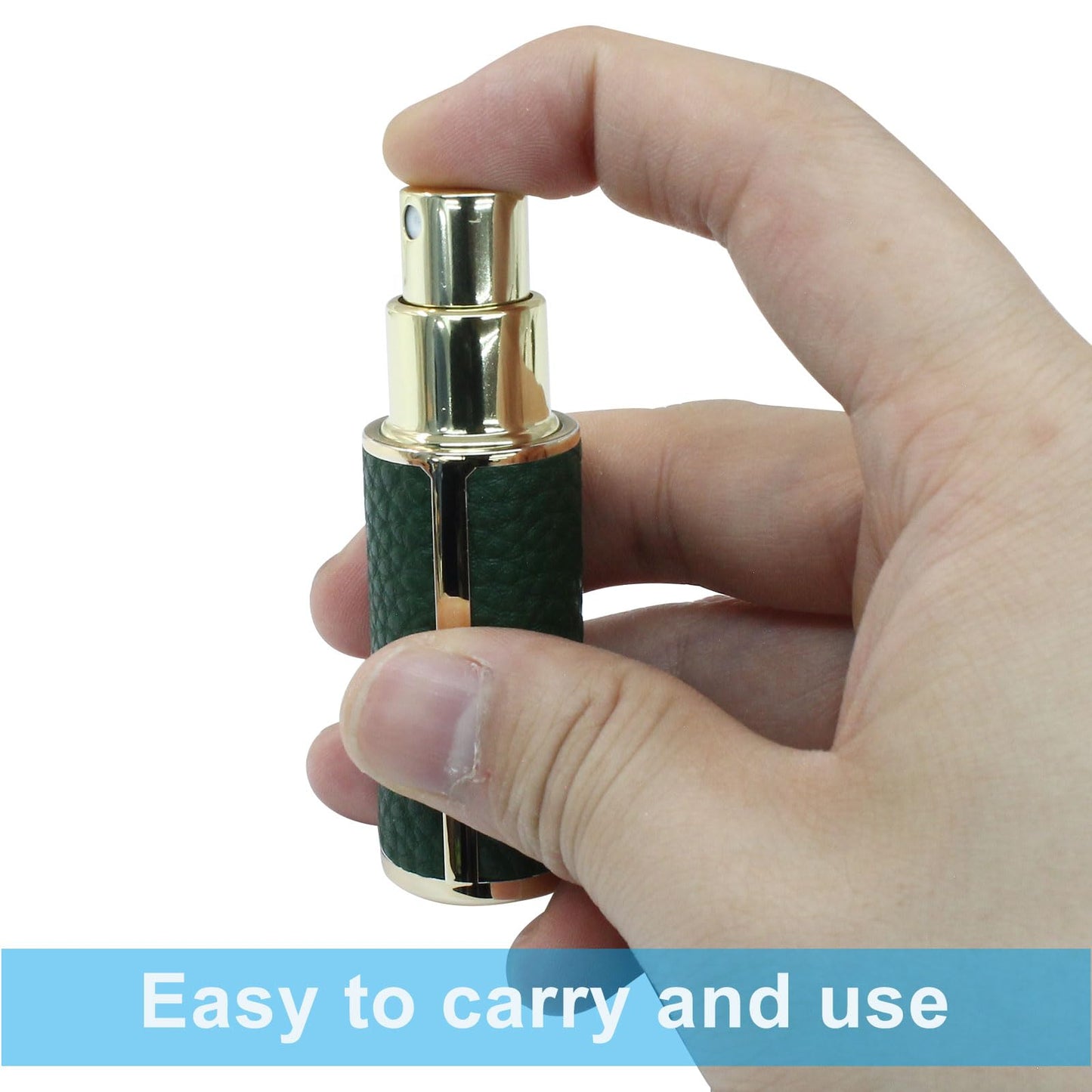Zorfeter 3 Pack Travel Perfume Bottle, Refillable Mini Atomizer Leather Sprayer, Portable Cologne Dispenser for Travel/Essentials(White, Black, Green)
