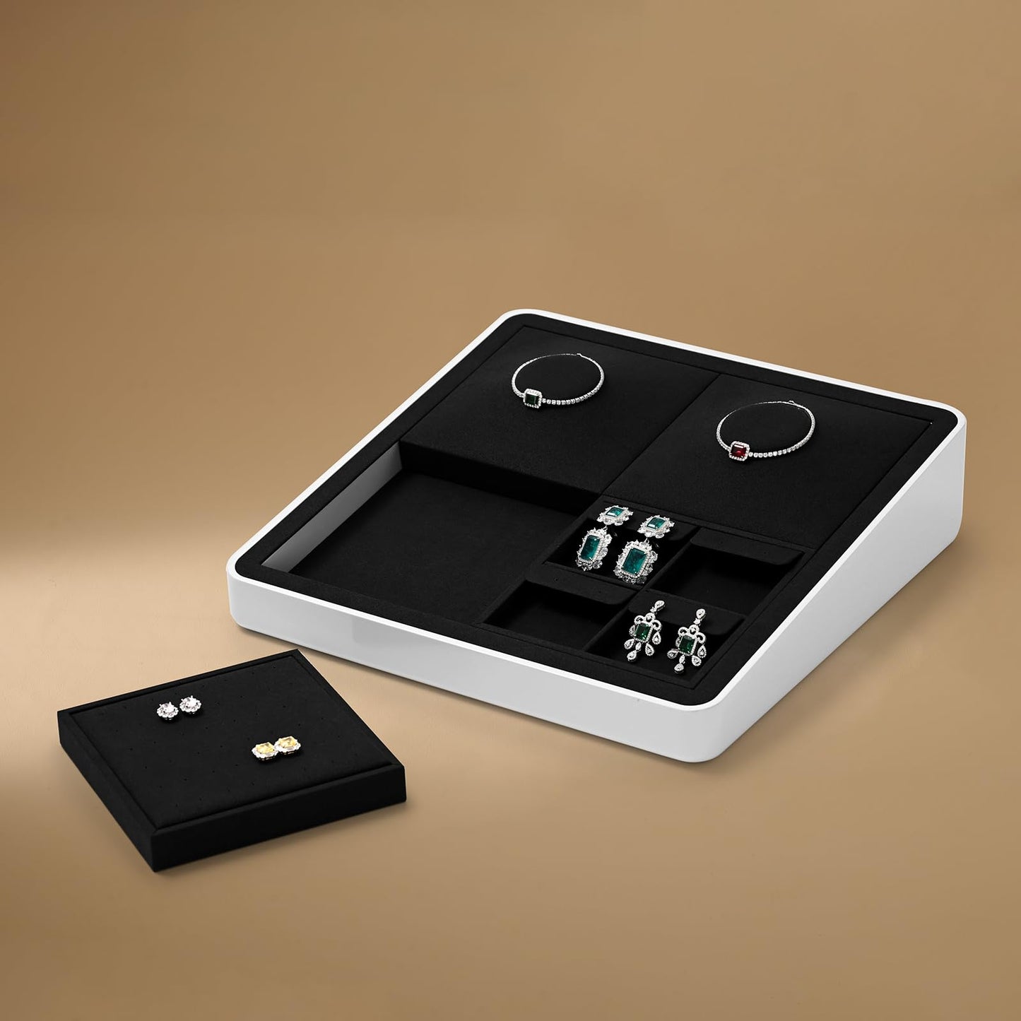 Oirlv Black Microfiber Jewelry Stud Earring Tray Display Tray Interchangeable Modular Jewelry Tray