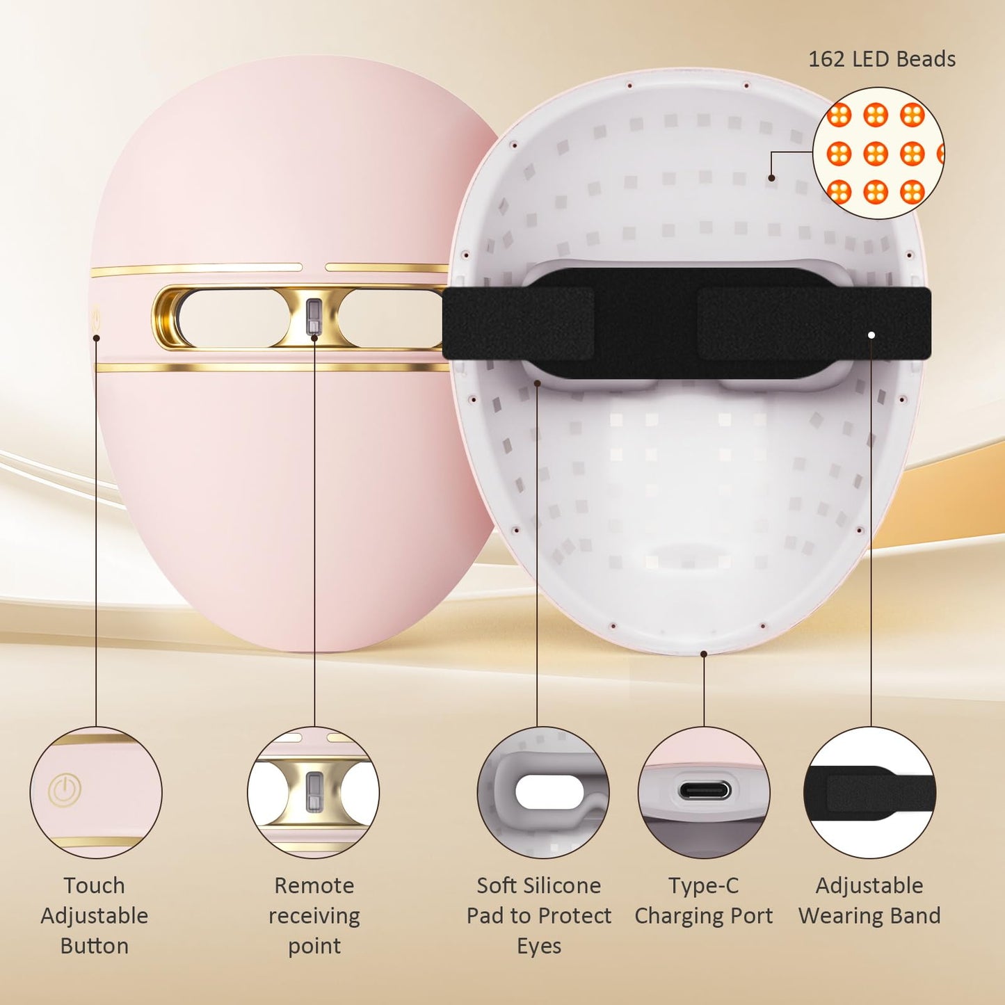 F FIWENE FSA-HSA Eligible LED Face Mask Light Therapy, Red Light Therapy for Face Wrinkle, Blue Light Therapy Mask for Face Acne, Rechargeable,Anti-Aging,Blemish Repair,Brightens Skin Tone