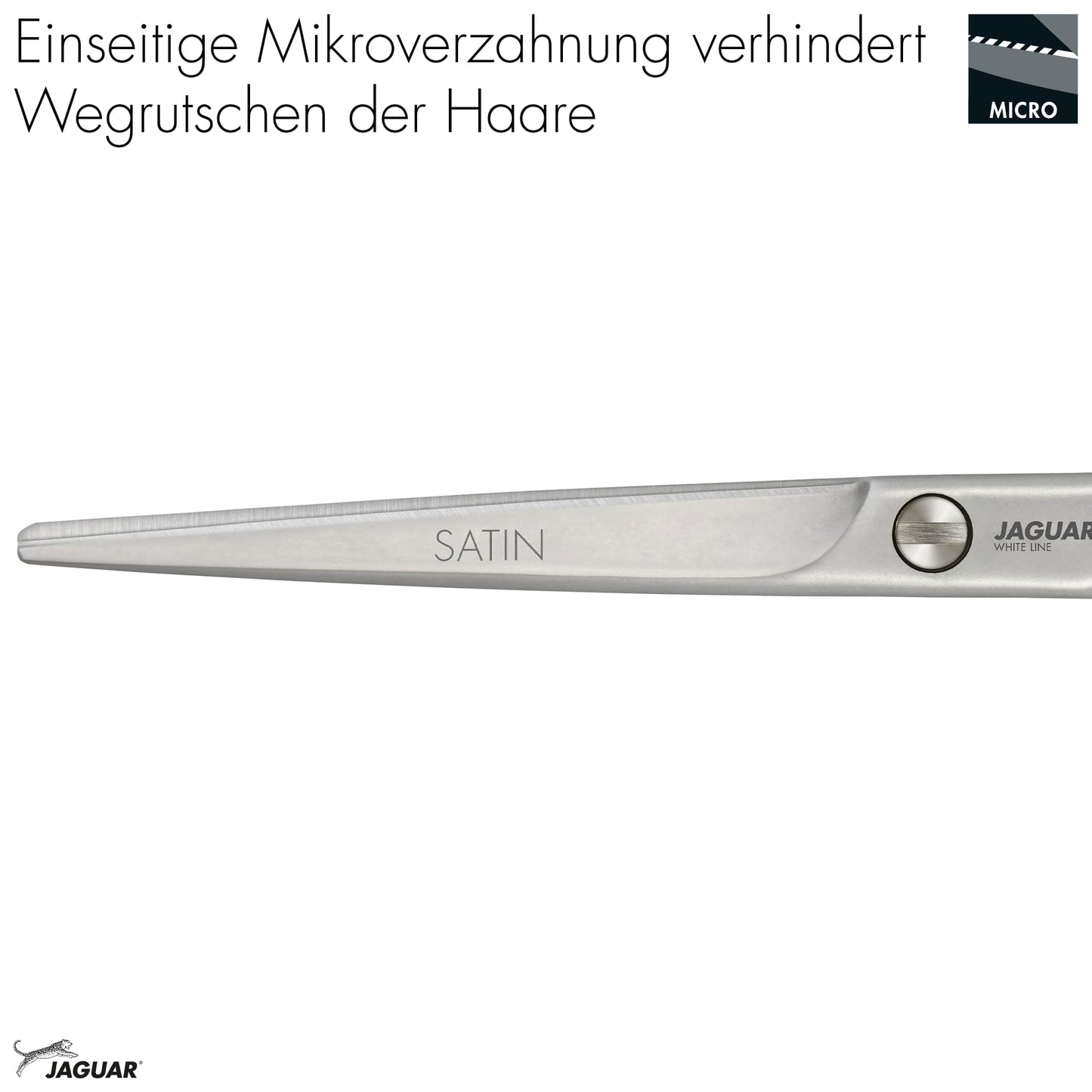 Jaguar Shears White Line Satin 6.5 Inch Professional Steel Hair Cutting & Trimming Scissors for Salon Stylists, Beauticians, Hairdressers and Barbers, Classic Design, Made in Germany