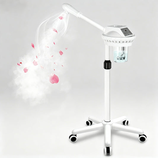 Facial Steamer Professional for Deep Cleansing and Hydration, Face Steamer for Estheticians with Adjustable Height, Spa Ozone Steamer on Wheels, Suitable for Home and Beauty Spa Salon Use