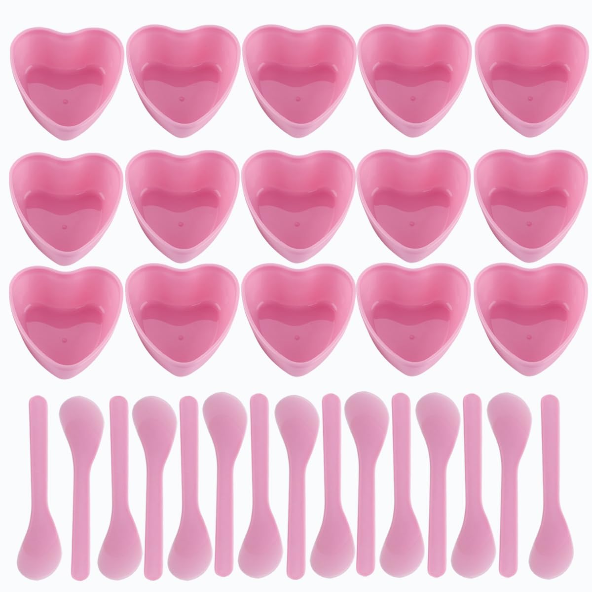 15 Sets Plastic Heart Shaped Facial Mask Mixing Bowl, Pink Facemask Bowl DIY Skin Care Mixing Tool Kit with Spatulas for Mud Masks, Home Salon, and Beauty Salon Use, Face Mask Applicator Tool(15 Pcs)