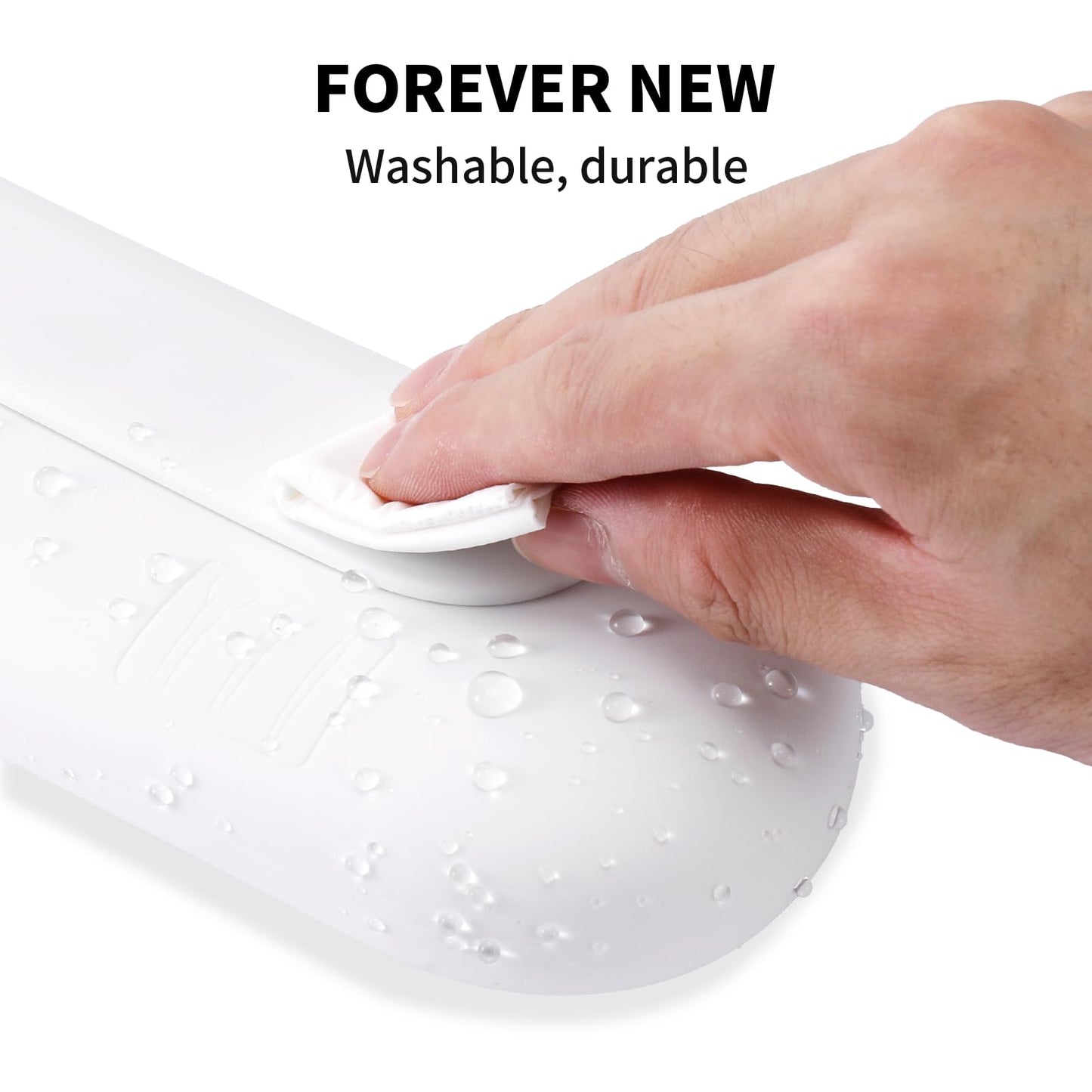 AGIKET Silicone Makeup Brush Holder Travel Cosmetic Bag：Soft Portable Cosmetic Face Brushes Holder with Upgrade Anti-Fall Out Magnetic Closure, Large Travel Makeup Brush Case - White