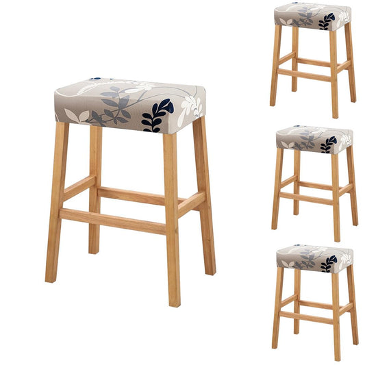 Lussenwert Stool Covers Rectangular Set of 4, Stretch Printed Vanity Stool Covers Washable Saddle Bar Stool Slipcover Bench Seat Protector with Elastic Bands Pattern of 16