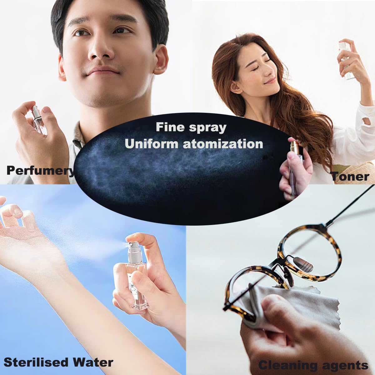 Rowcay Mini Perfume Atomizer 10ml Refillable Glass Perfume Bottles Empty Spray Bottles for Travel Fine Mist Sprayer for Toiletries Sample Dispenser (15 Pcs Silver)