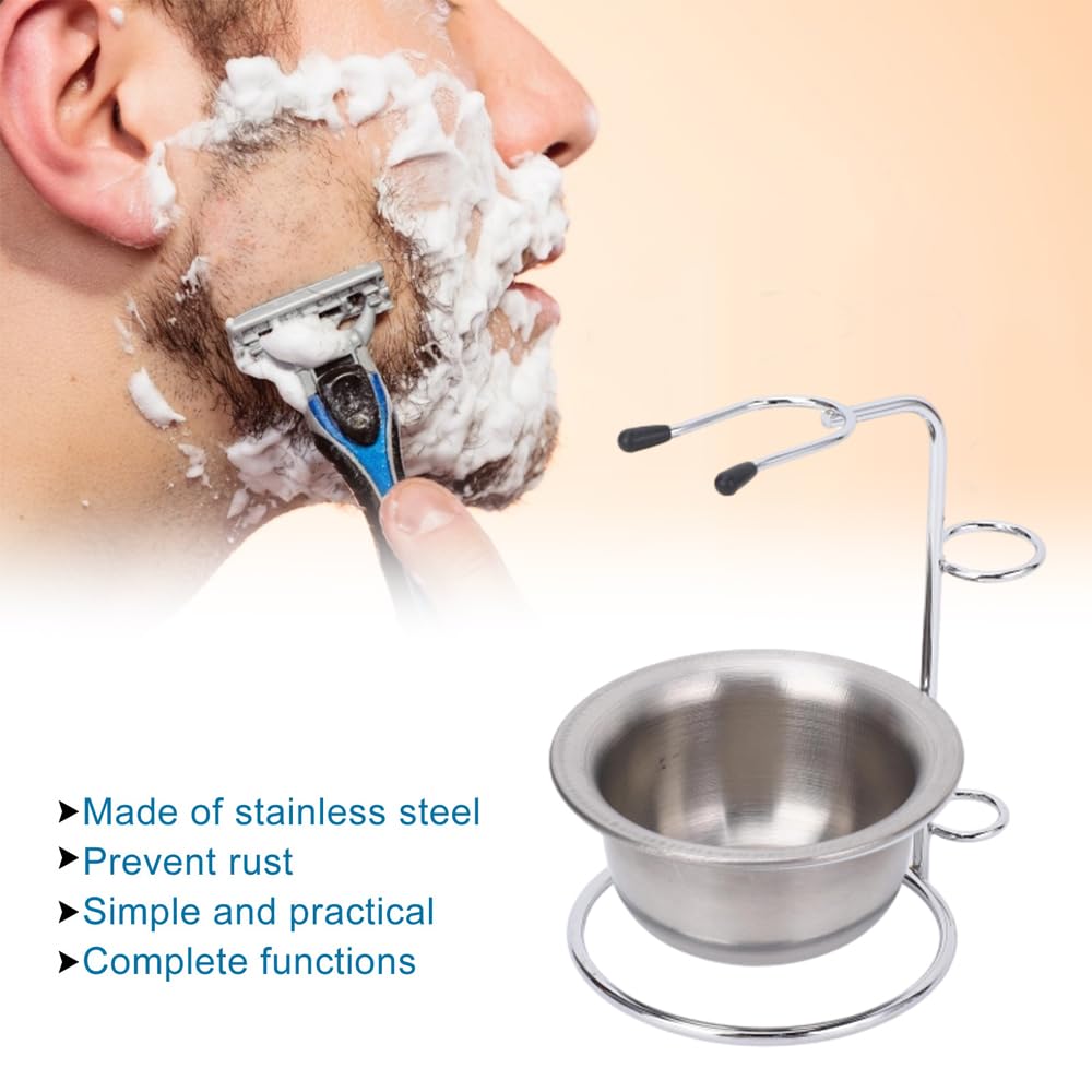 MOUMOUTEN Shaving Set, Metal Shaving Brush Holder, Stainless Steel Shaver Soap Bowl Set for Man, Husband, Father, Valentine's Day