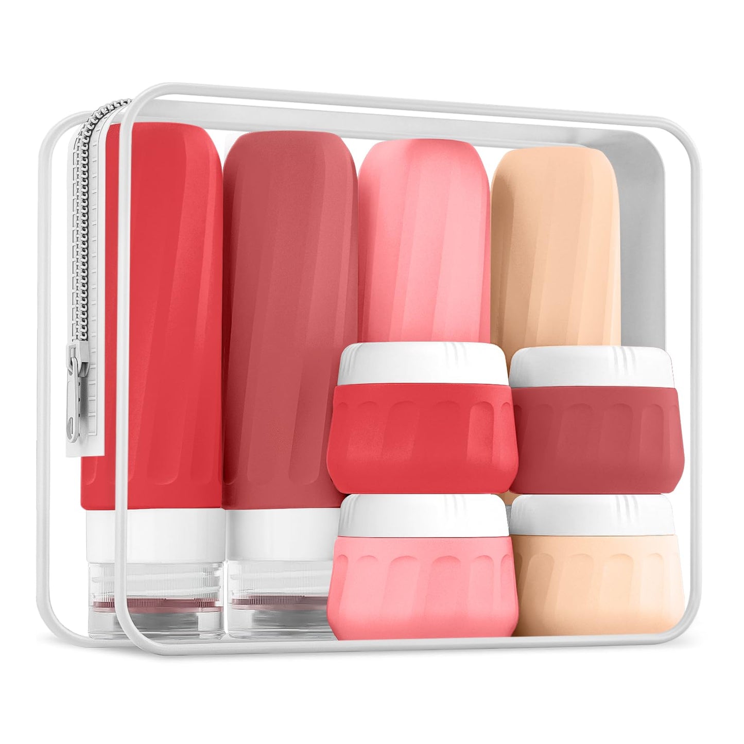 Mrsdry Travel Size Toiletries 8 Pack, TSA Approved 3oz/1oz Silicone Refillable Containers with Clear Travel Bag