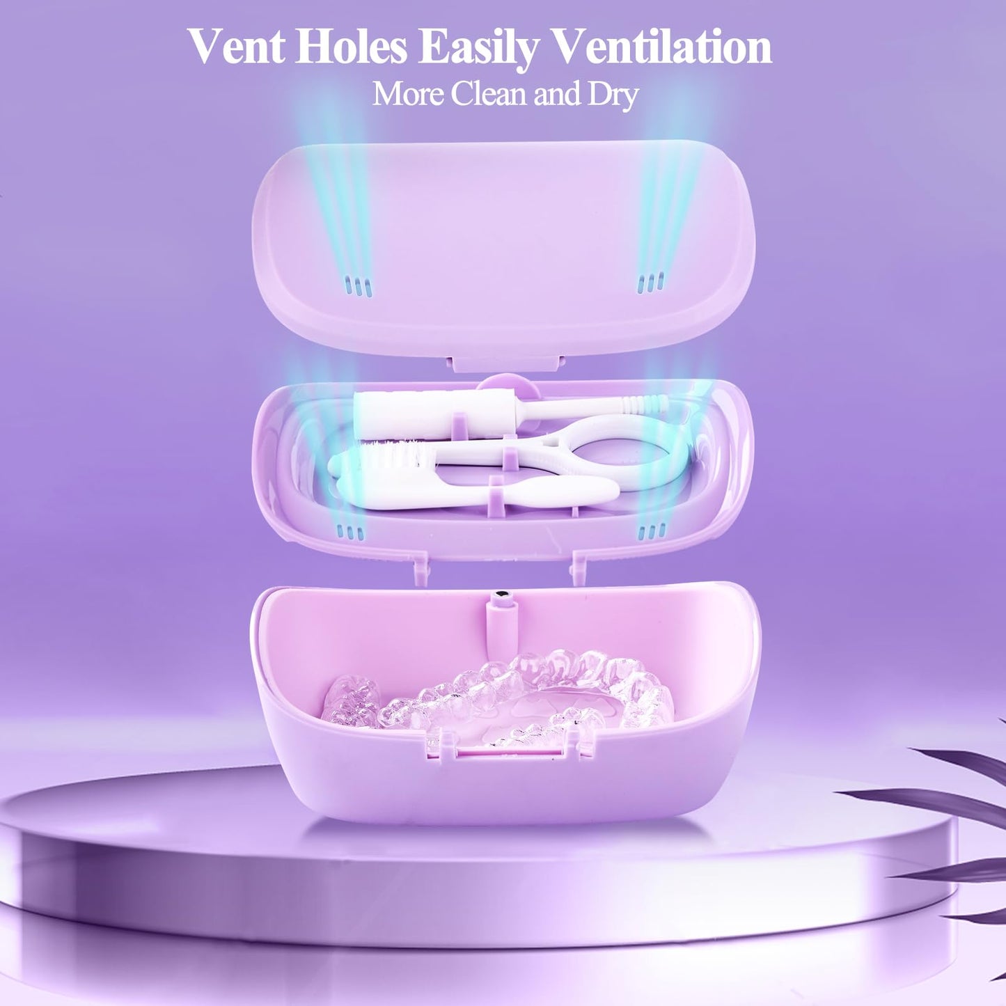LONGMON Double Layer Retainer Case With Mirror, Retainer Holder With Remover Tool And Cleaning Brush With Vent Holes Compatible With Aligner Case