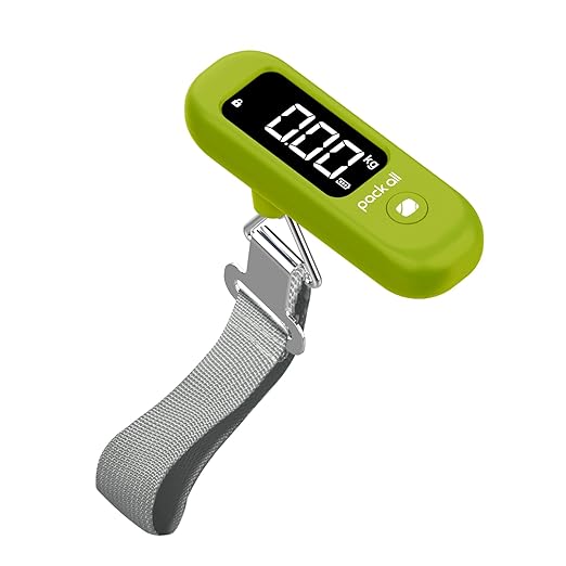 pack all 110 Lbs Luggage Scale, Digital Handheld Baggage Scale, Travel Suitcase Weight Scale with LCD Display, Battery Included, Apple Green