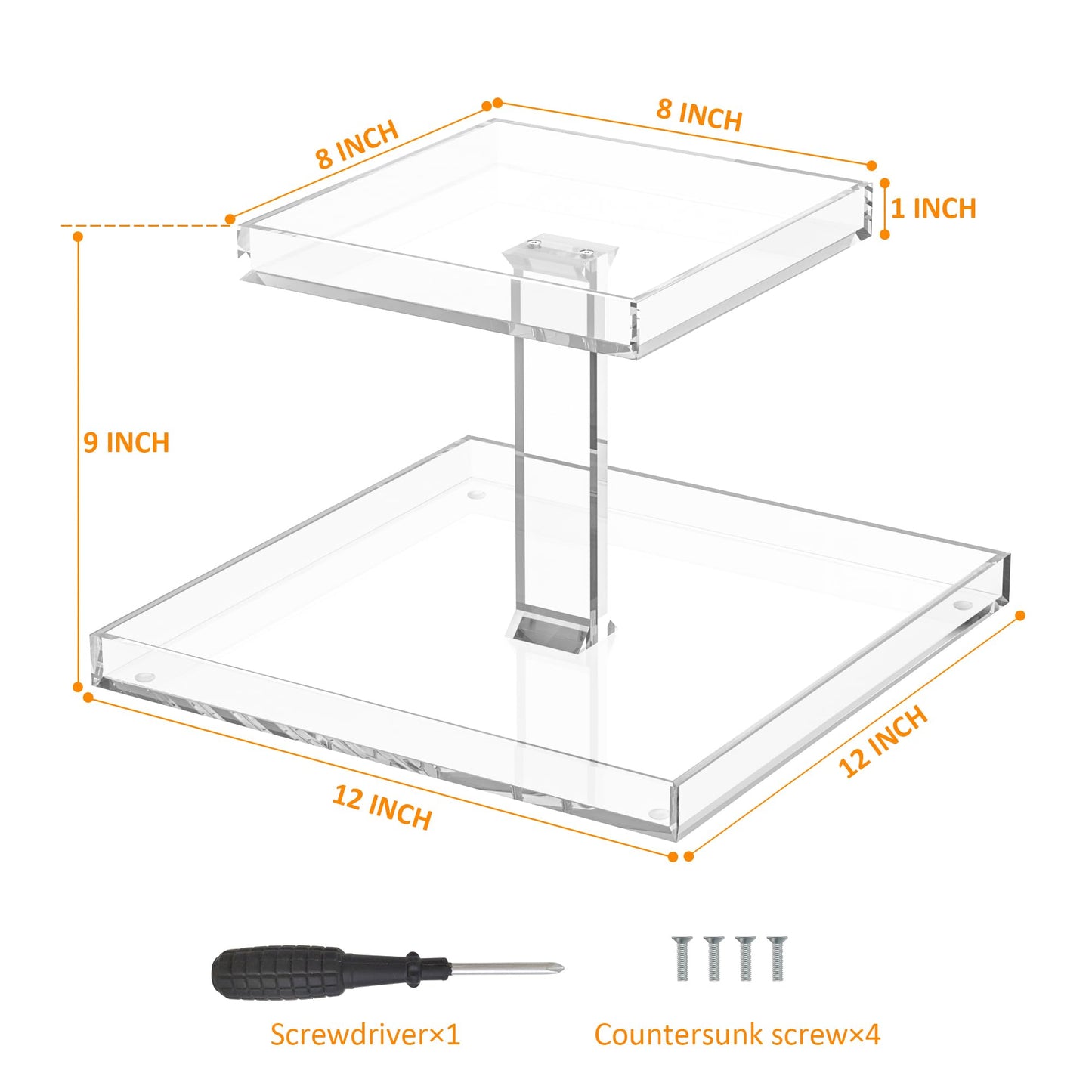 Hongtuocb 2-Tier Acrylic Perfume Organizer, Display Stand for Dresser & Counter, Vanity Trays Makeup Storage Holder, Bathroom & Kitchen Organizer (12x8)