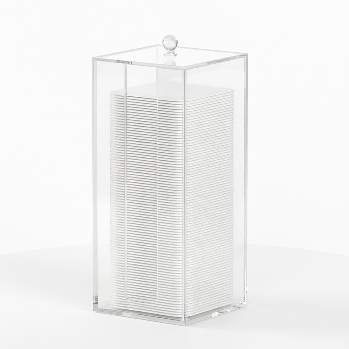 JHJFRAWY Acrylic Clean Pad Storage Box for Clean Skin Club, Cotton Pad Dispenser, Square Rounds Cotton Pad Holder (Pad Not Included) - Vertical with Lid