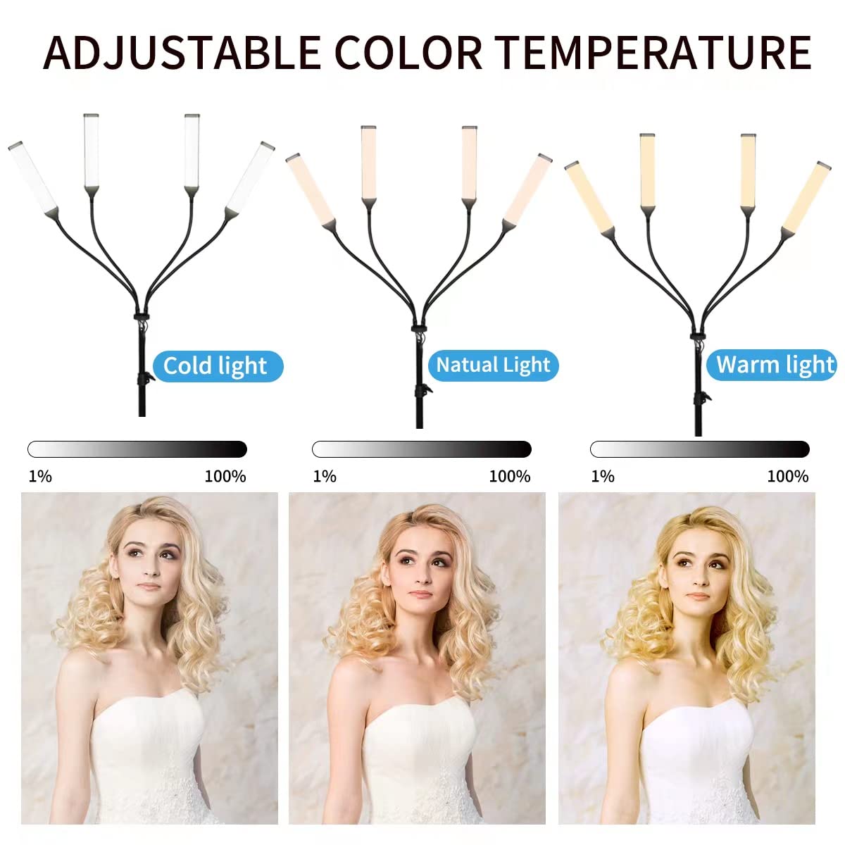 Four Arms LED Light Kit,2800k-6500k 30W, Continuous Lighting for Live Streaming Eyebrow Tattoo Makeup Nail Beauty YouTube Video Recording Product Photography