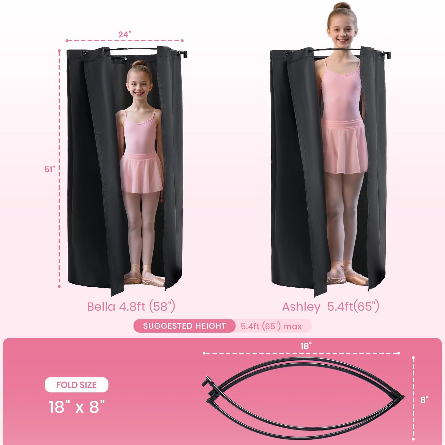 Fanwoli 23" Dance Bag with Rack and Dressing Room | Ultra-Light Collection | 360 Privacy Curtain | Ideal Competition Duffle Bag for Dancer Cheerleader Little Princess (Including Curtain)