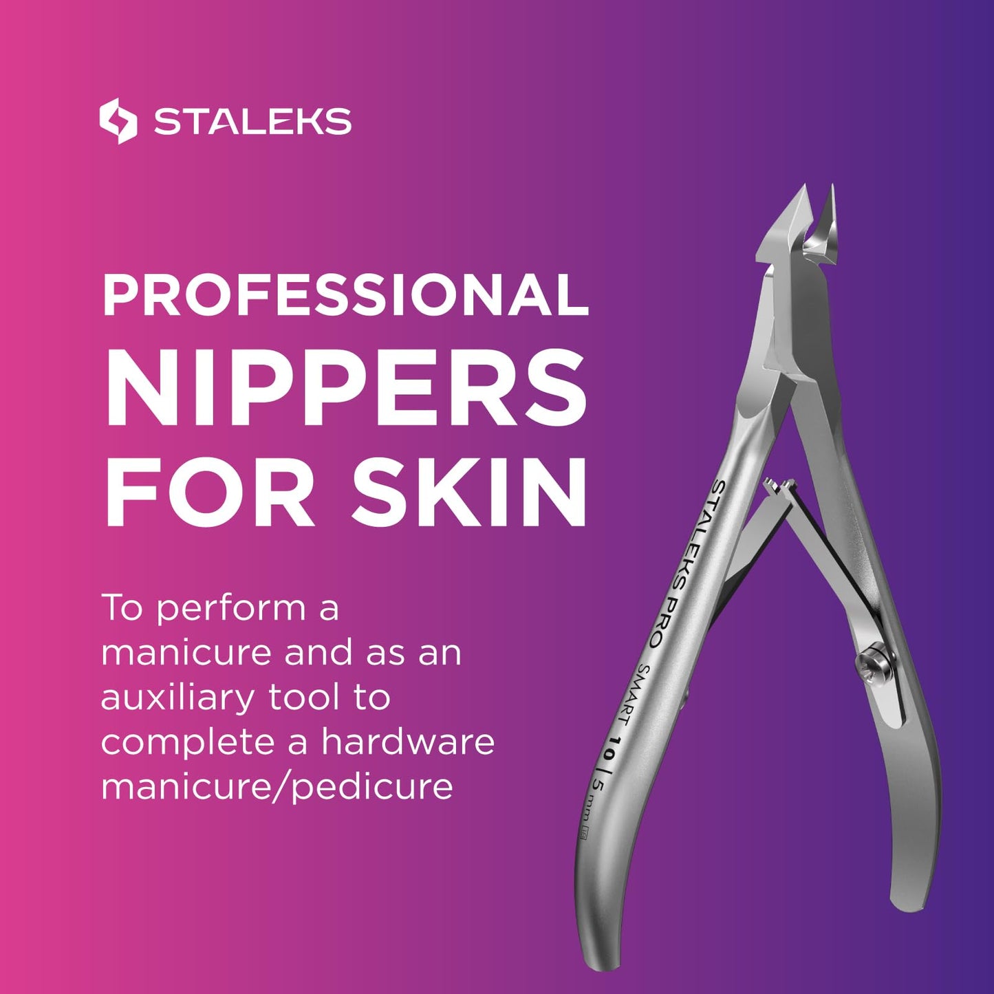 Staleks Pro SMART 10 Cuticle Nippers – 5 mm Blades – Satin Finish – Stainless Steel – Professional Skin Nippers for Classic Manicure & Hardware Use