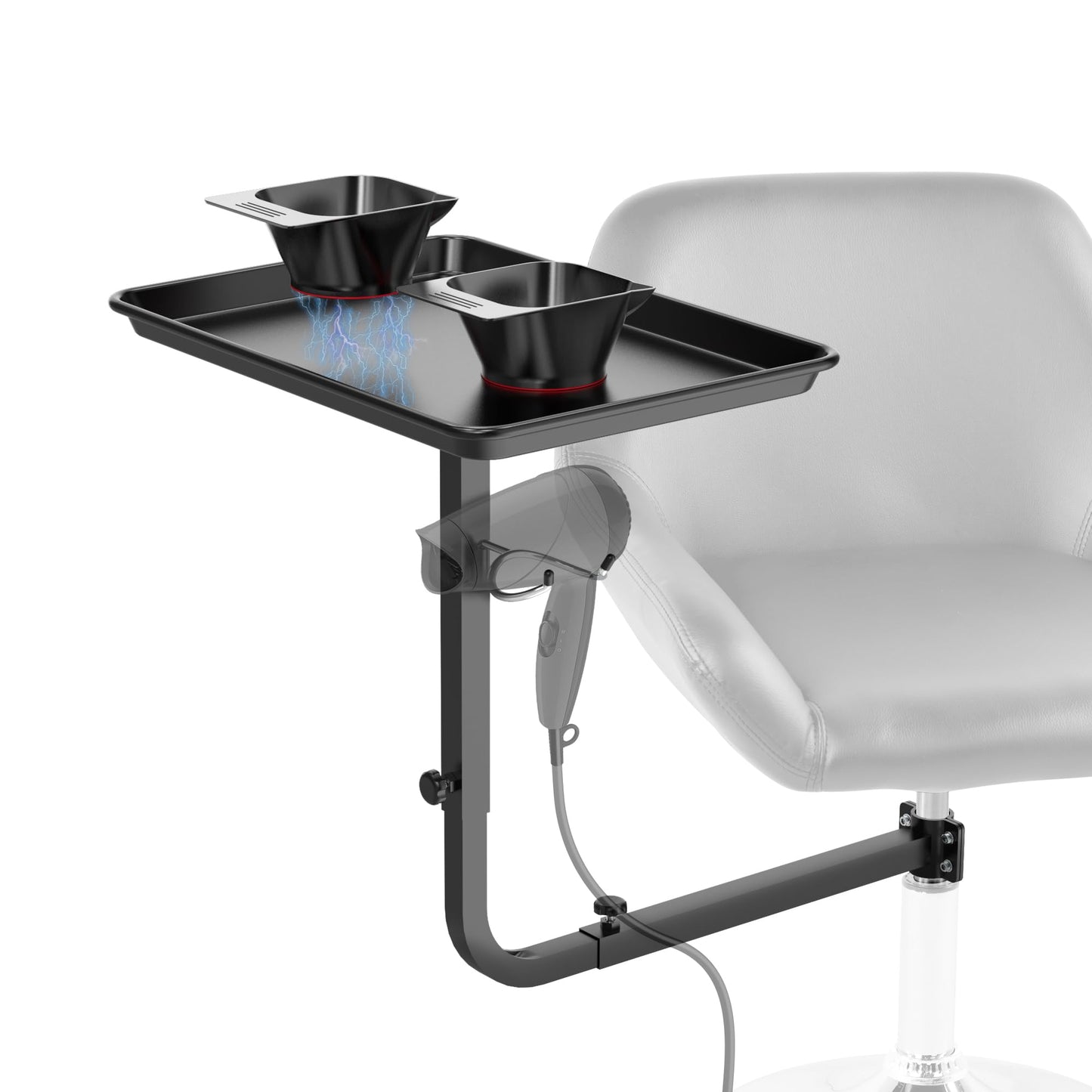 TASALON Chair Mounted Hair Tray with Bowls and Dryer Holder