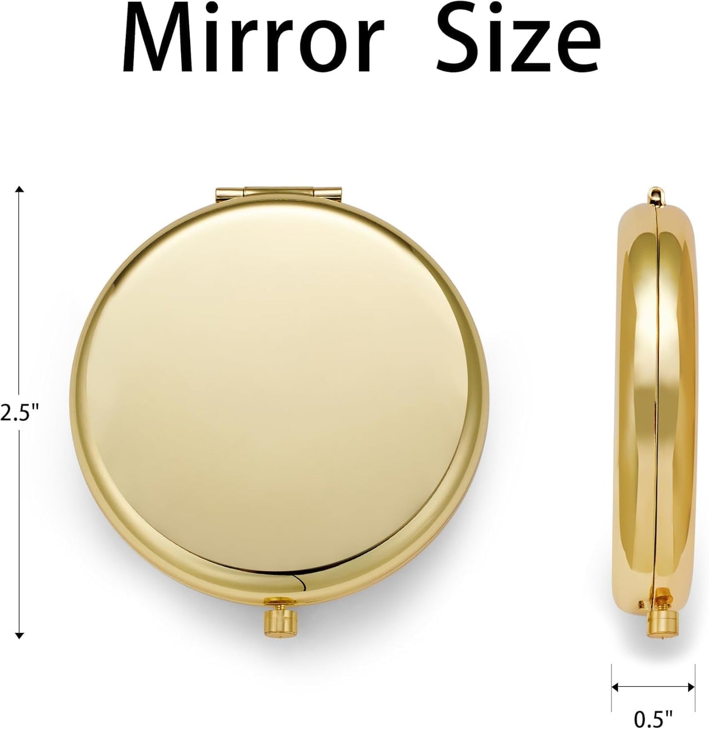 MLLXX Compact Mirror for Purse, Metal Round Shell, Double-Sided 1X/2X Magnifying, Portable Travel Makeup Mirror, Mini Pocket Mirror, Gold, 12 Pack