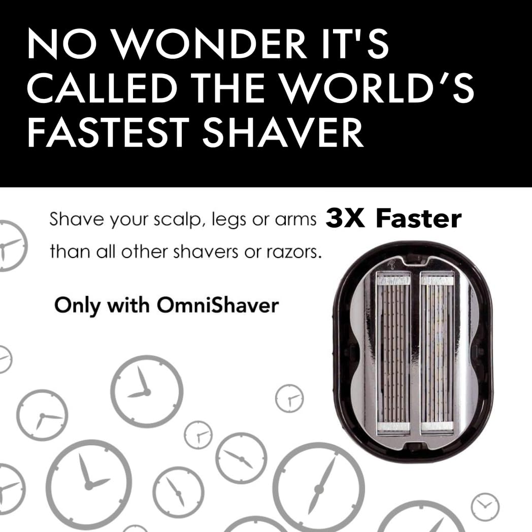 Premium Omnishaver Bi-Directional Shavers for Men & Women | 3x Faster Than Disposable Razors | Smooth, and Safe | Self-Cleaning, Self-Sharpening Razor Blades for Shaving Head, Legs, Arms, Body (Black)