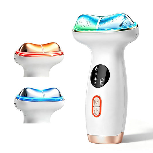 YueLi 7-in-1 LED therapy Microcurrent Facial Device, Red Light Gua Sha Massager with Hot & Cold for Skin Care