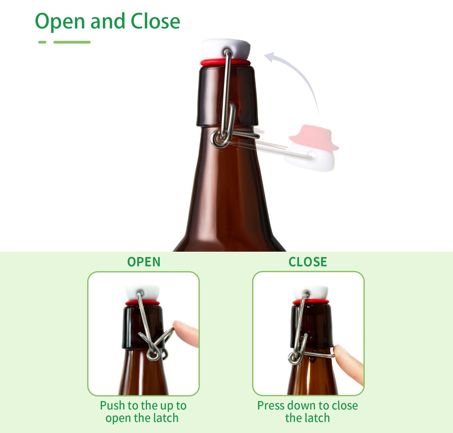 16.5oz Amber Beer Bottles with Flip Caps Set of 10, Swinging Top Glass Brewing Bottles with Airtight Lids for Vanilla Extract, Fermentation Kombucha, Beverage, Water, Kefir, Soda