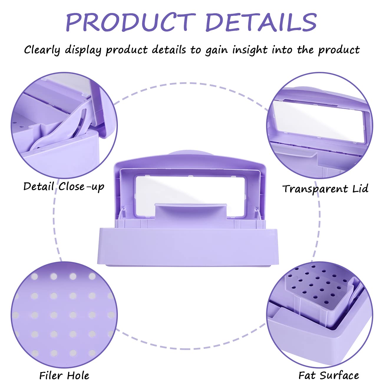 Gusnilo Nail Tool Sterilizer Box Disinfectant Jar Plastic Disinfectant Container Suitable for Nail Tools Hair Salons Beauty Centers and Manicure and Nail Equipment(Purple)