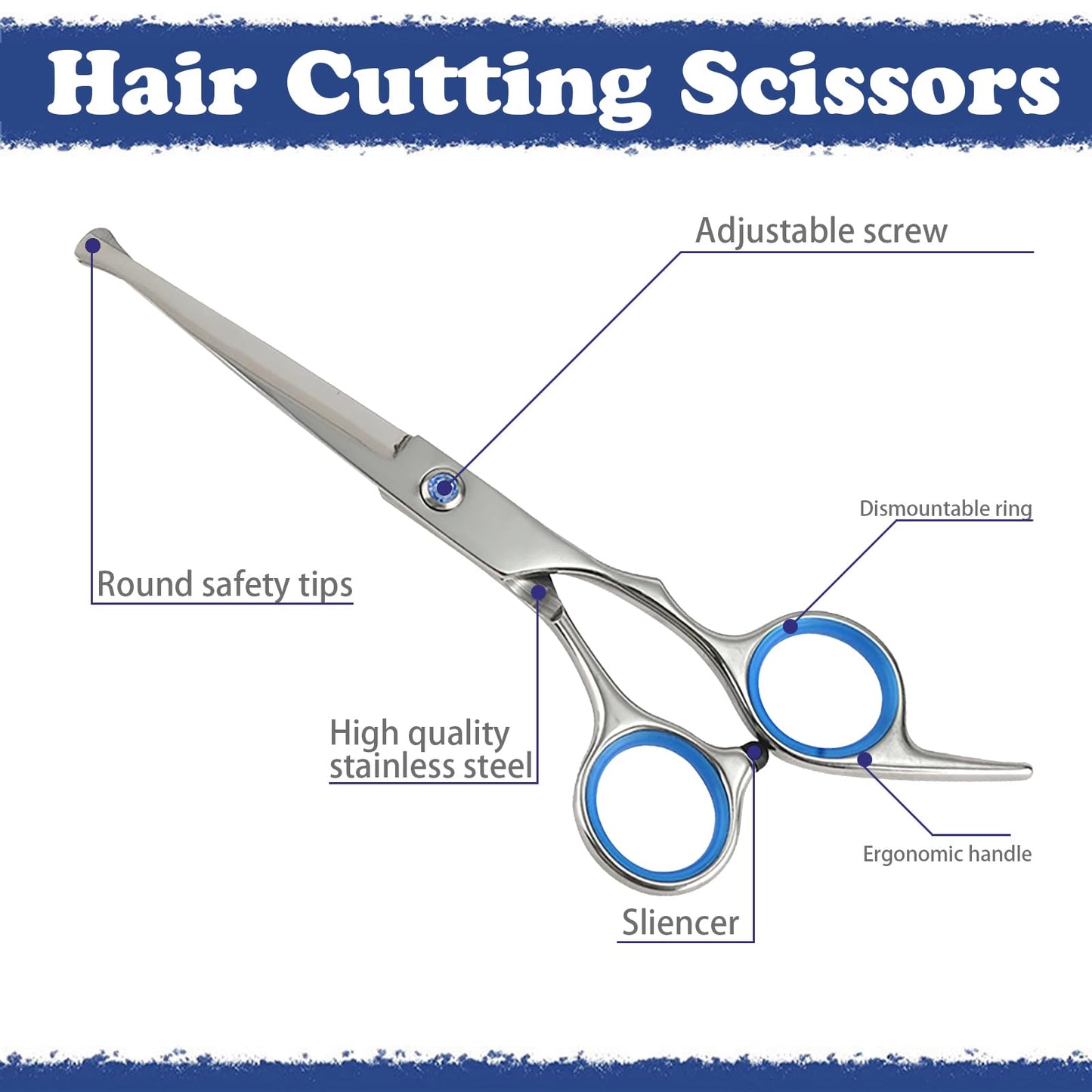 Hair Cutting Scissors Kit,27PCS Professional Stainless-Steel Sharp Barber Professional Hairdressing Shears Set with 6.5 Inch Cutting Scissors,Thinning Shears for Man Woman Adults Kids Home Salon